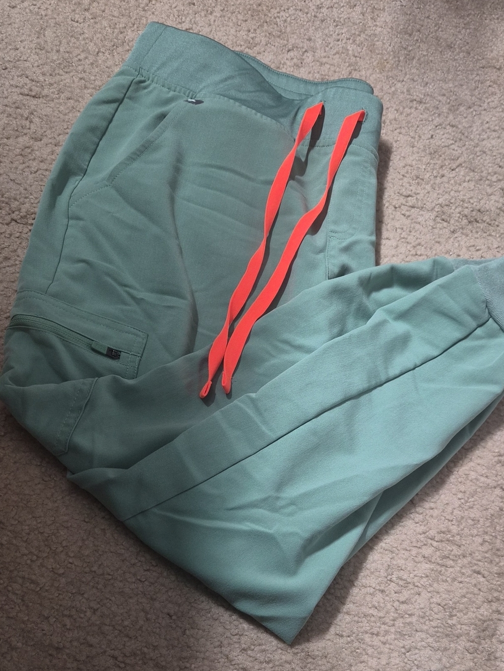 Figs Jade Joggers with Orange Drawstring